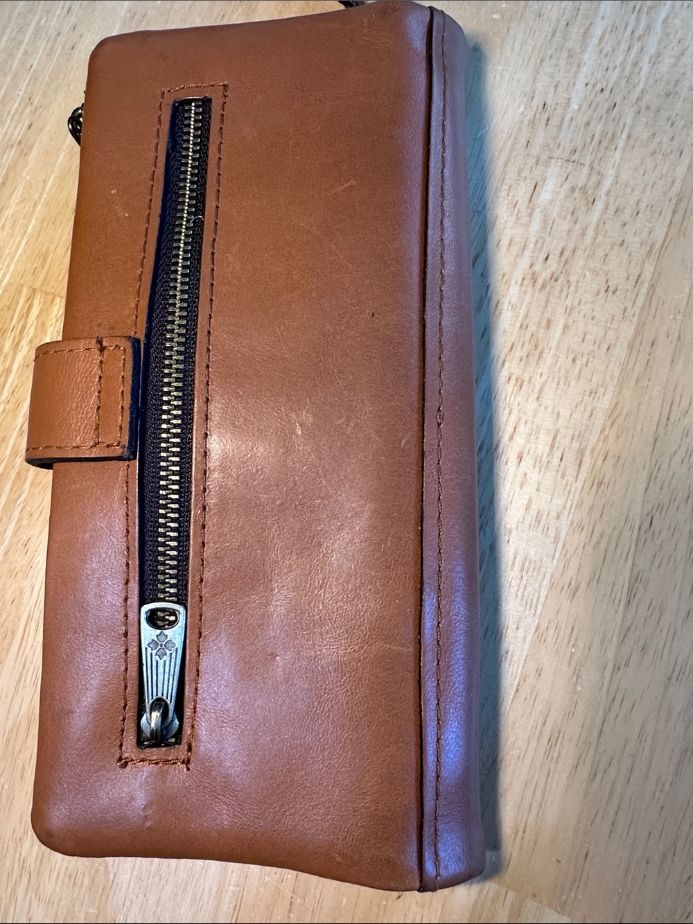 Patricia Nash Cognac Brown Leather Wristlet Wallet with Brass Accent - Picture 6 of 16